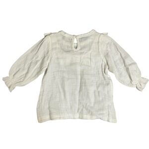 Badgley Mischka Baby Girls White Cotton Gauze Ruffled Long Sleeve Top 18-24M